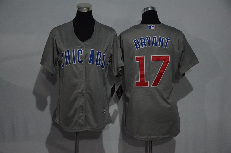 Womens 2017 MLB Chicago Cubs #17 Bryant Grey Jerseys